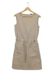 Vorschaubild 1 von Damen Freizeitkleid Gr. 34 XS Beige Baumwolle Leinen Sommer