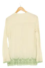 Vorschaubild 2 von Bluse Damen 38/M Beige Baumwolle Stickerei Langarm Casual