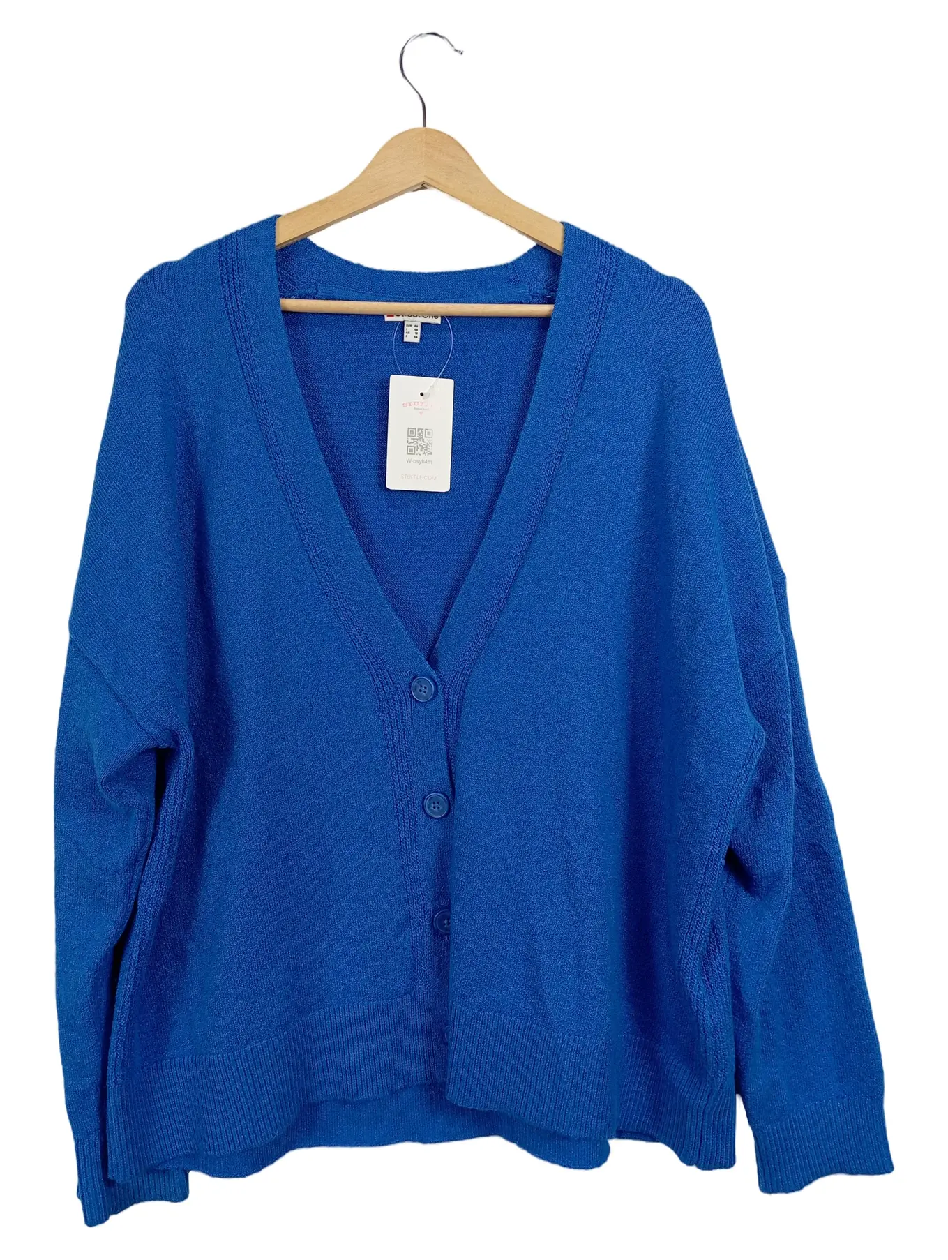 STREET ONE Damen Strickjacke Cardigan Blau Gr. 44/XXL Langarm Basic