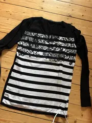 Vorschaubild 2 von Damen Langarmshirt Gr. 38 Gestreift Spitze Mehrfarbig Casual
