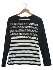 Vorschaubild 1 von Damen Langarmshirt Gr. 38 Gestreift Spitze Mehrfarbig Casual