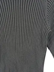 Vorschaubild 2 von Damen Gerippter Pullover XL Grau Rollkragen Langarm Casual