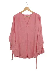 Vorschaubild 1 von Mama Gina's Damen Bluse Rosa Gr. M Leinen Viskose V-Ausschnitt Casual