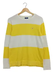 Vorschaubild 1 von Damen Pullover Blockstreifen Gelb Weiß Premium Cotton Gr. S