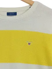 Vorschaubild 3 von Damen Pullover Blockstreifen Gelb Weiß Premium Cotton Gr. S