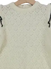 Vorschaubild 2 von Eden & Victor Pullover Mädchen Gr. 98 Weiß Lochmuster Rüschen