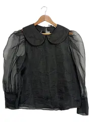 Vorschaubild 1 von Damen Bluse Schwarz S mit Kragen & Puffärmeln Feminin Elegant