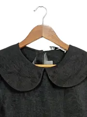 Vorschaubild 2 von Damen Bluse Schwarz S mit Kragen & Puffärmeln Feminin Elegant