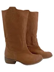 Vorschaubild 1 von Stiefel Damen Gr. 37 Braun Leder Casual Lochmuster