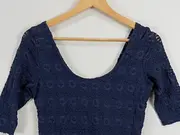 Vorschaubild 3 von Bluse Damen 3/4-Arm Florales Muster Blau Gr. M Freizeit