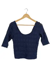 Vorschaubild 1 von Bluse Damen 3/4-Arm Florales Muster Blau Gr. M Freizeit