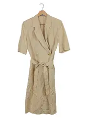 Vorschaubild 1 von Damen Trenchcoat Kurzarm Wickelmantel Beige Leinen Gr. L