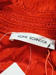 Vorschaubild 2 von A-Linien Kleid Rot Viskose Elegant Midikleid Langarm Gr. 34 XS