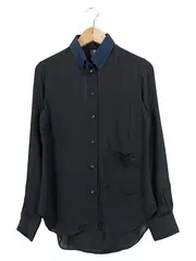 Vorschaubild 1 von Damen Hemdbluse Schwarz Gr. 36/S Casual Langarm Bluse