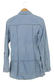 Vorschaubild 2 von Damen Hemdbluse Gr. XS/32 Blau Casual Baumwolle Langarm