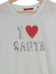 Vorschaubild 2 von EDC Damen T-Shirt I Love Santa Gr. 34/XS Weiß Weihnachtlich Kurzarm