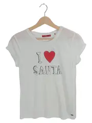 Vorschaubild 1 von EDC Damen T-Shirt I Love Santa Gr. 34/XS Weiß Weihnachtlich Kurzarm