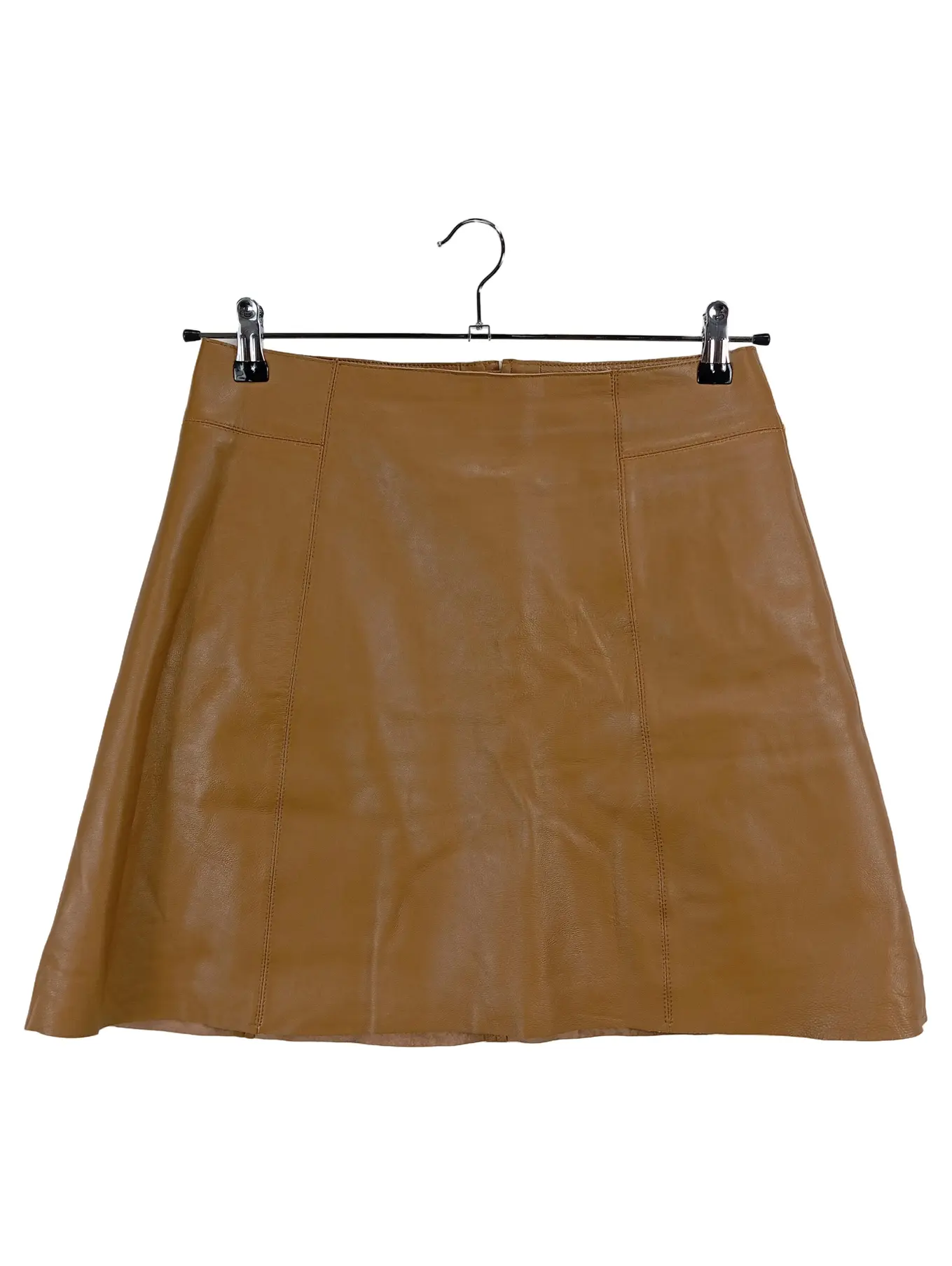 SELECTED Damen Lederrock Gr. 38/M Braun Modern Uni Midirock