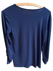 Vorschaubild 2 von Damen Bluse Langarmshirt Wickeloptik Gr. 36/S Blau Modern