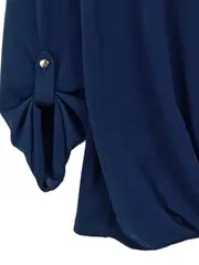 Vorschaubild 4 von Damen Bluse Langarmshirt Wickeloptik Gr. 36/S Blau Modern