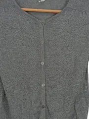 Vorschaubild 2 von Strickjacke Mädchen Grau Gr. 140 Melierter Rippstrick Langarm
