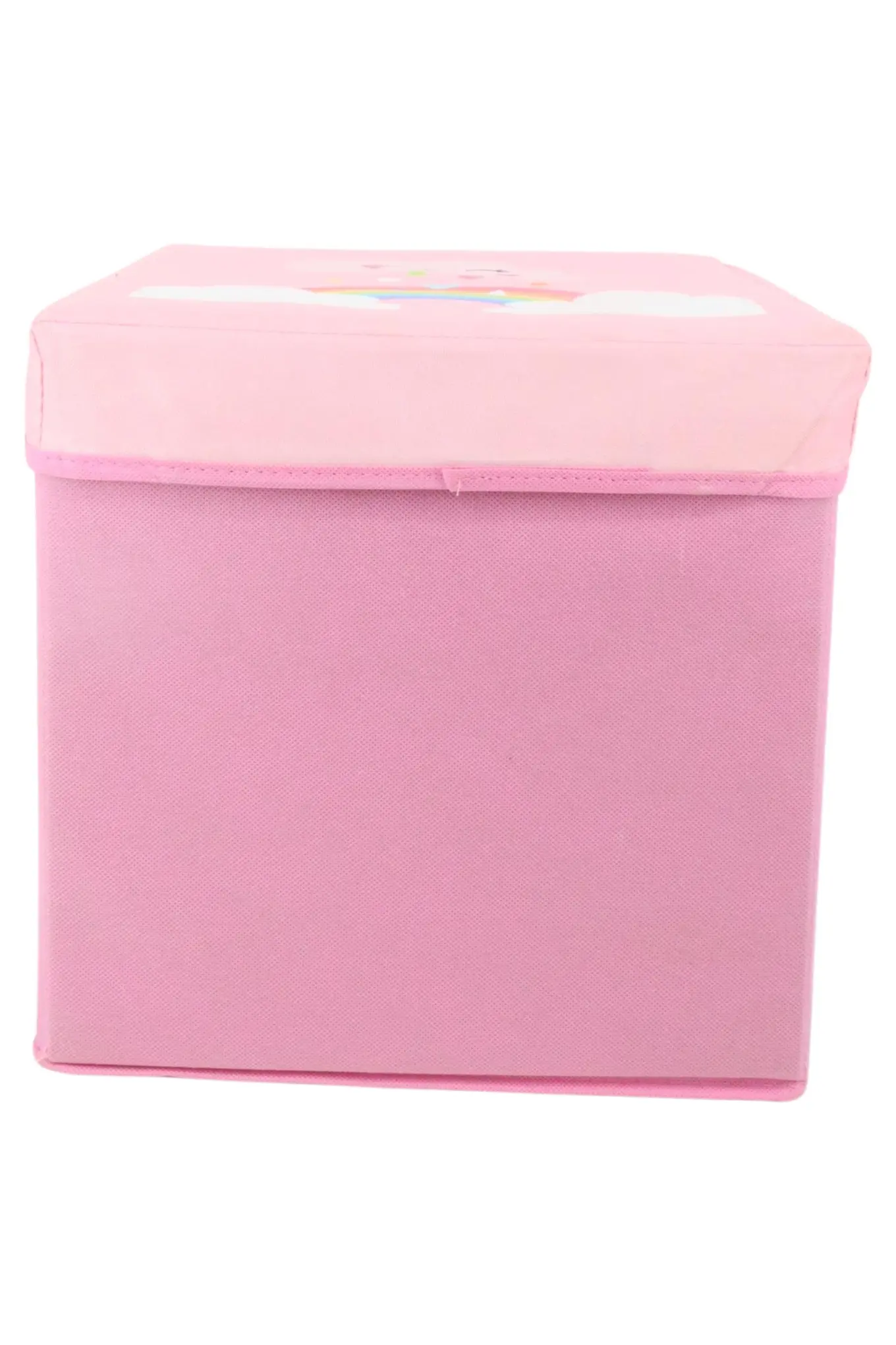 MARKENLOS Spielzeug Aufbewahrungsbox Kinder Rosa Stoff Wolke Regenbogen Box mit Deckel