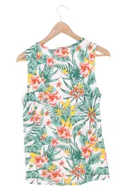 Vorschaubild 2 von Damen Top Gr. 36/S Weiß Floral Casual Bohème Baumwolle