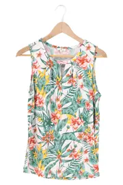 Vorschaubild 1 von Damen Top Gr. 36/S Weiß Floral Casual Bohème Baumwolle