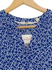 Vorschaubild 2 von Damen Bluse V-Ausschnitt Kurzarm Blau Grafisch Gr. XS Casual