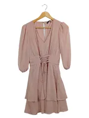 Vorschaubild 1 von Damen Festliches Kleid Gr. 36 S Rosa Elegant Rüschen