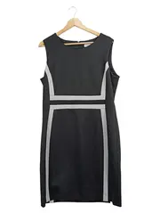 Vorschaubild 1 von Etuikleid Damen Gr. 44 Schwarz Weiß Business Kleid