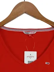 Vorschaubild 3 von Tommy Jeans Damen Langarmshirt Cropped Gr. 38/M Rot Rippstrick