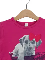 Vorschaubild 2 von Mädchen Pullover Gr. 104 Pink Tiermotiv Hund Schleife Baumwolle