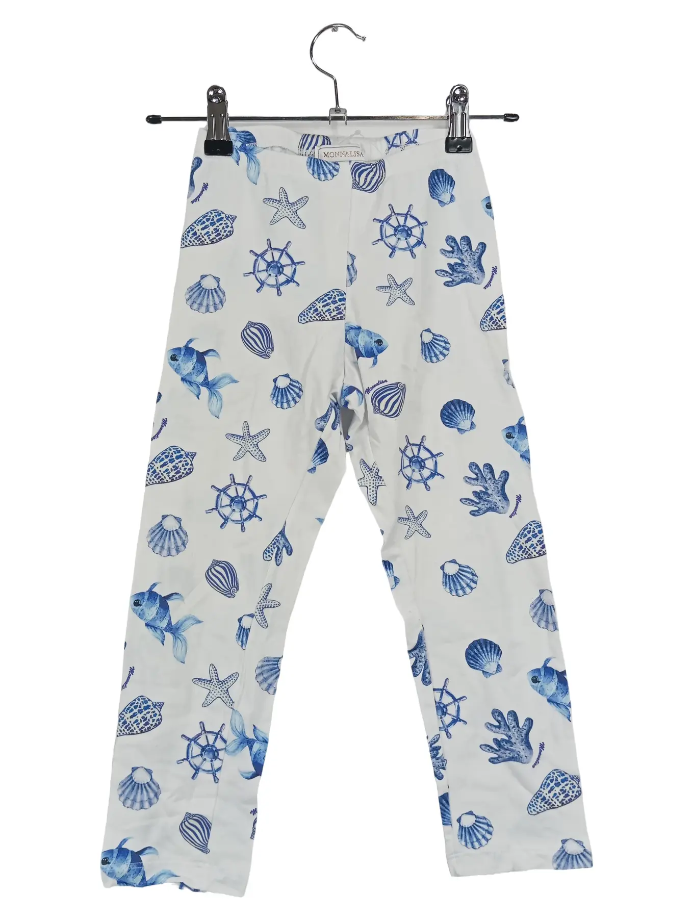 MONNALISA Kinder Leggings Gr. 128 Maritim Meeresmotiv Baumwolle Stretch Sommer