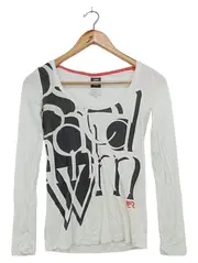 Vorschaubild 1 von Langarmshirt Damen 34/XS Weiß Streetwear Grafisch Schriftzug