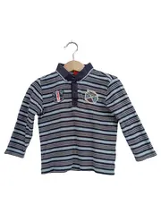 Vorschaubild 1 von Poloshirt Langarm Jungen Gr. 86 Blau Gestreift Patches Shirt