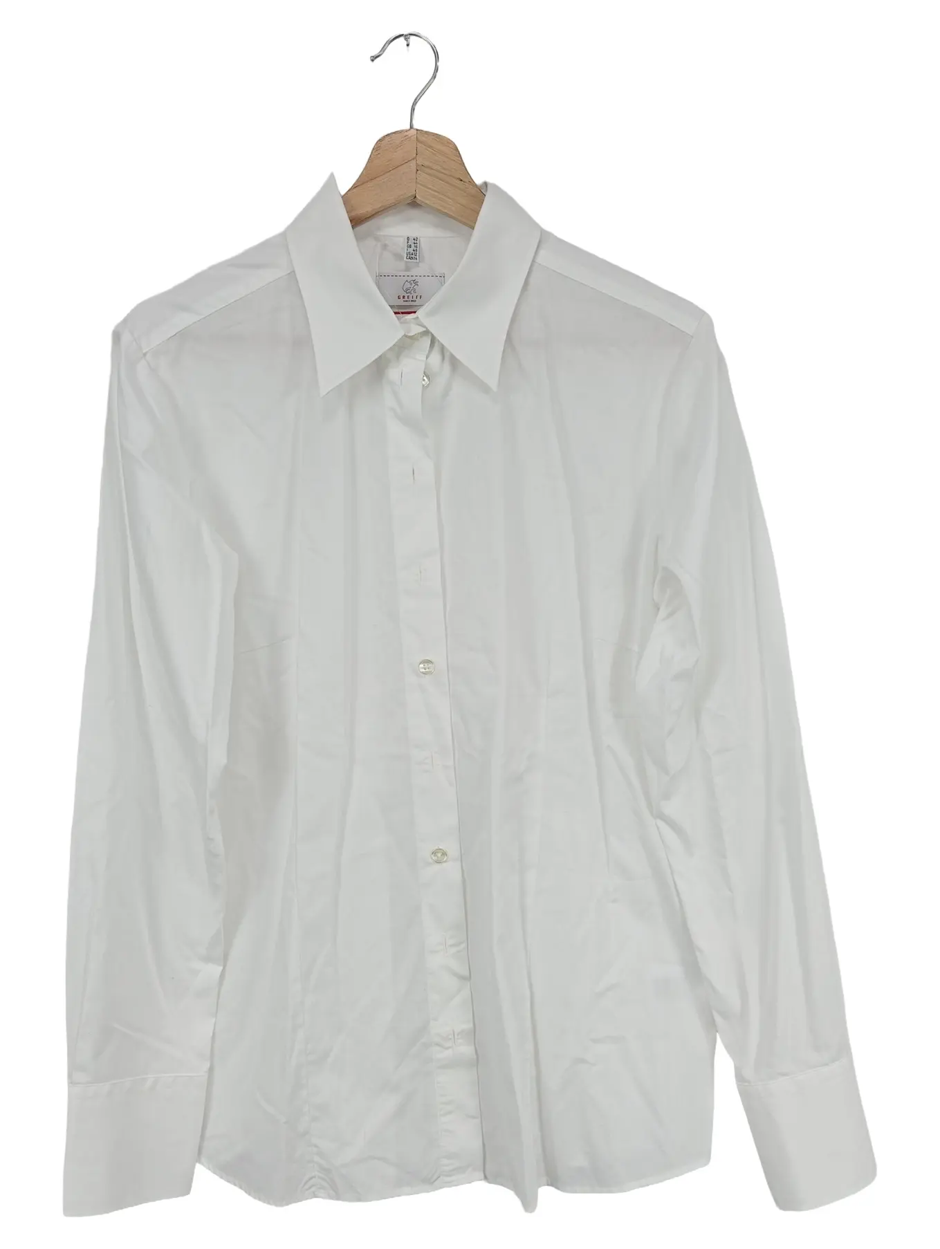 GREIFF Premium Damen Business Hemd Bluse Gr. 42 Weiß Baumwolle Regular Fit