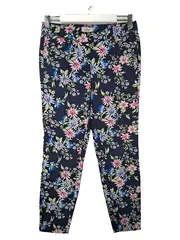 Vorschaubild 1 von Damen Stoffhose Blumenmuster Größe 40 Blau Floral Freizeit