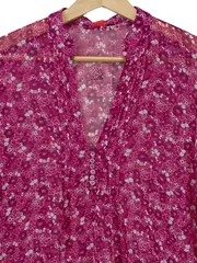 Vorschaubild 2 von Damen Bluse Gr. 34 Pink Blumenmuster Transparent 3/4-Arm