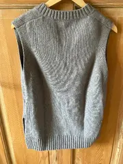 Vorschaubild 2 von , Damen Pullunder Strickweste Grau Gr. S V-Ausschnitt Baumwolle