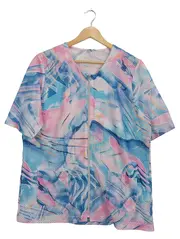 Vorschaubild 1 von Damen Shirt Kurzarm Reißverschluss Muster Mehrfarbig Gr. 46