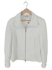 Vorschaubild 1 von Damen Sweatjacke Weiß Gr. 46 3XL Strukturmuster Reißverschluss