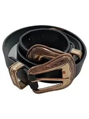 Vorschaubild 1 von Damen Leder Gürtel Schnalle Metallic Look Schwarz Gr. 80