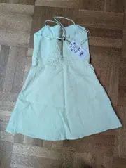 Vorschaubild 2 von Damen Sommerkleid Trägerkleid Gr. S Gelb Viskose Leinen