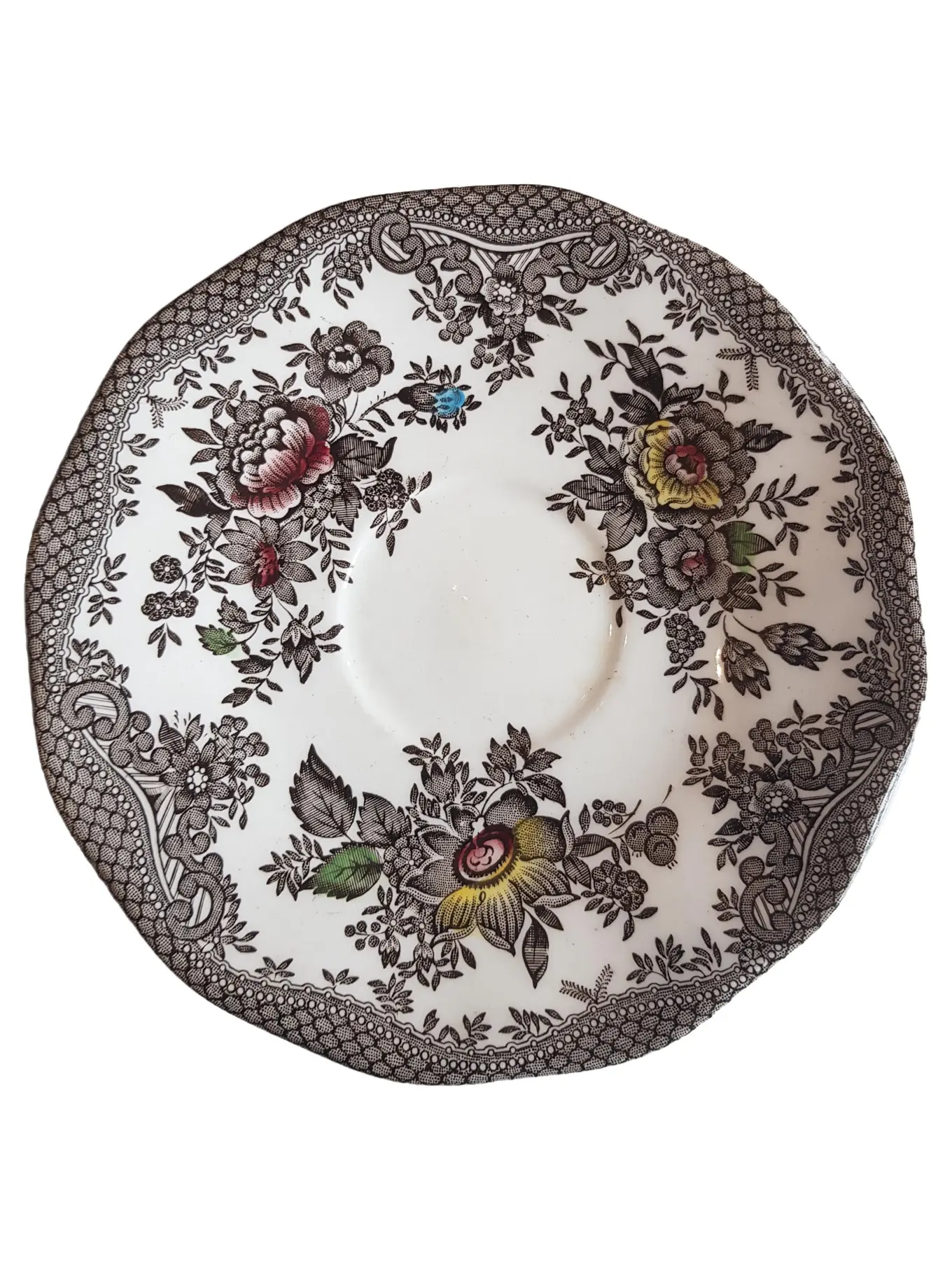 ENOCH WEDGWOOD Unterteller Oriental Pheasants Porzellan Blumen Mehrfarbig 15cm Vintage