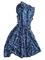 Vorschaubild 5 von Damen Kleid Blumenmuster Blau Gr. M Trapez Rüschen