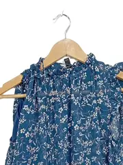Vorschaubild 2 von Damen Kleid Blumenmuster Blau Gr. M Trapez Rüschen