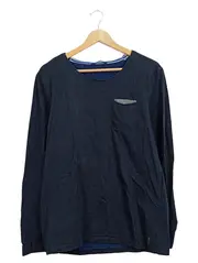 Vorschaubild 1 von Langarmshirt Herren Baumwolle Meliert Blau Gr. XL Casual Basic