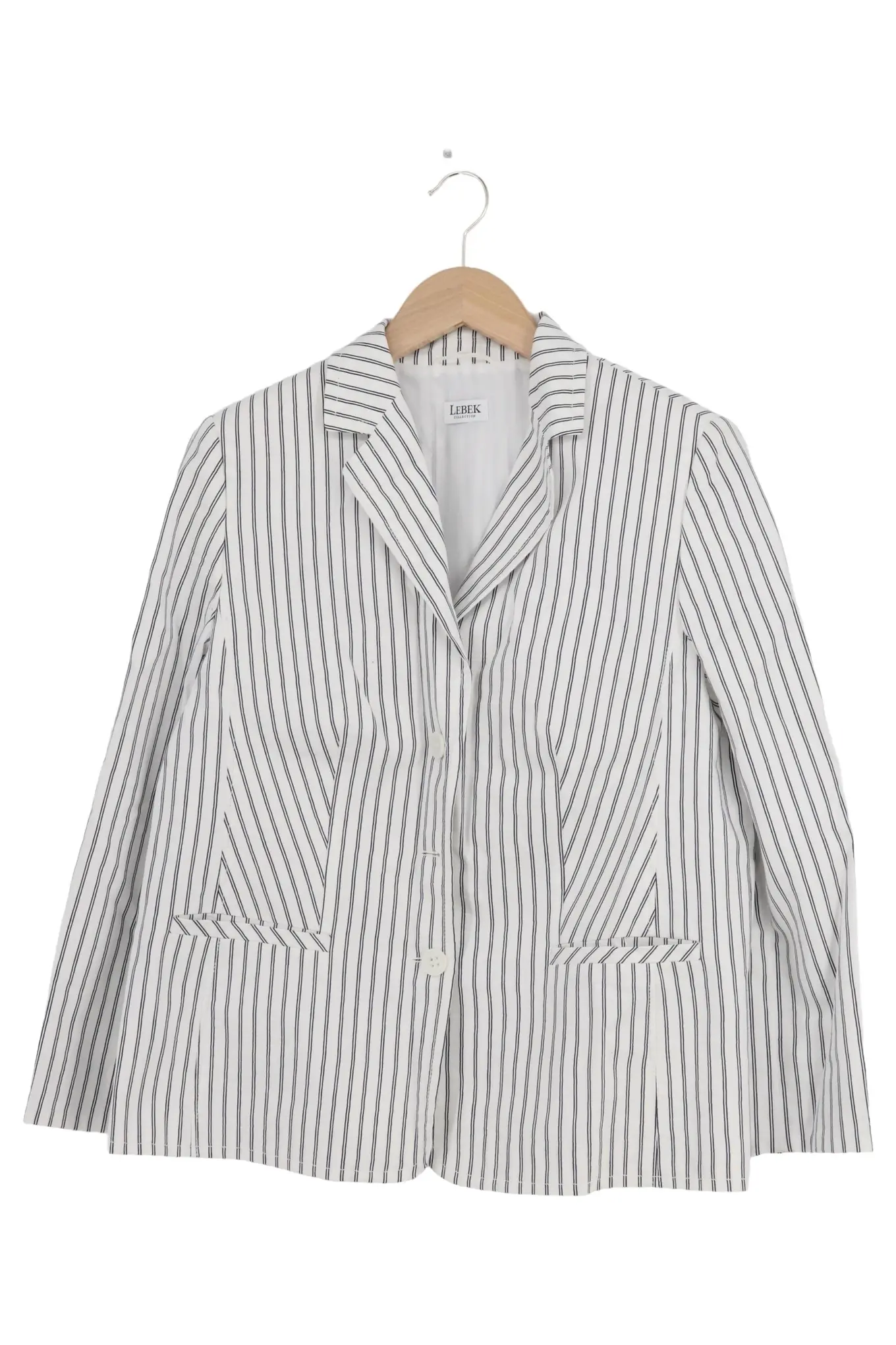 BARBARA LEBEK LEBEK Damen Blazer Gr. 44/L Weiß Gestreift Business Eleganter Sommer Blazer