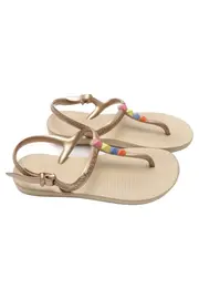 Vorschaubild 1 von Zehentrenner Damen Beige Luna Bunte Applikationen Gr. 38